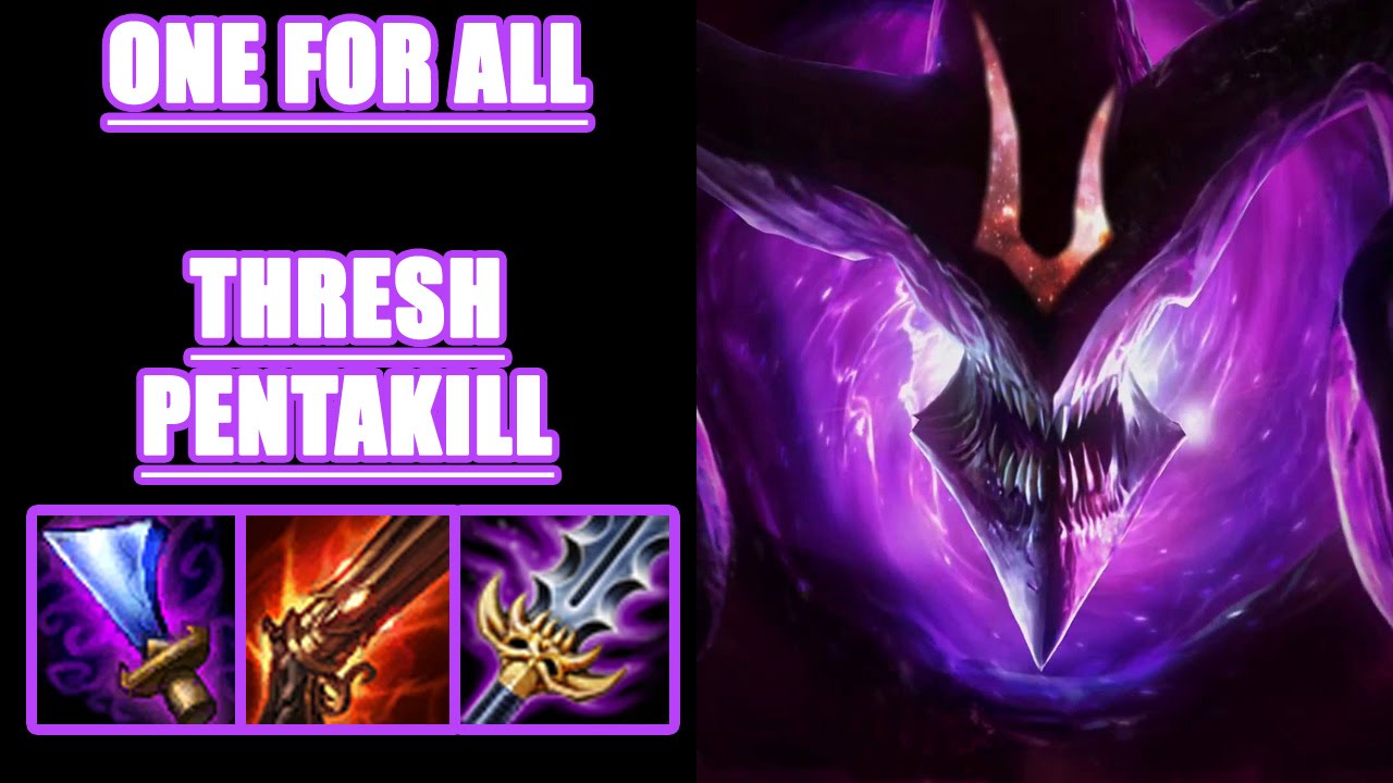 ONE FOR ALL THRESH PENTAKILL - League of Legends Full Game Commentary