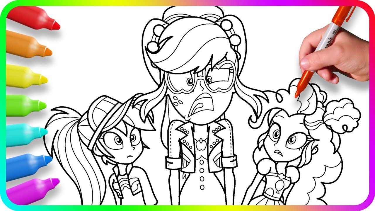 Coloring Pages EQUESTRIA GIRLS - Festival Incident | How to color My Little Pony. Drawing Tutorial