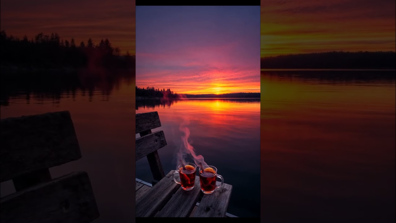 Stunning Lakeside Serenade at Sunset #nature #sunset #campping #naturecamp
