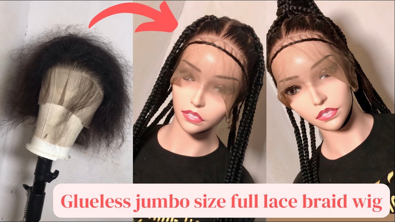 HOW TO MAKE GLUELESS FULL LACE BRAID WIG FROM START TO FINISH