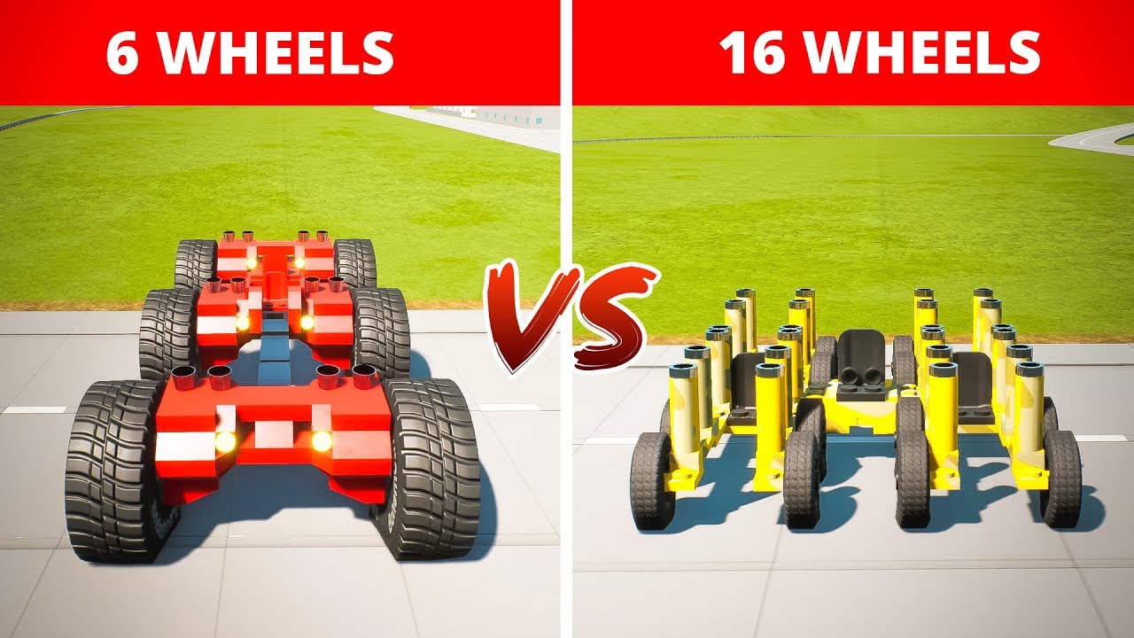 6 BIG Wheels vs 16 SMALL (climber stunts) | Brick Rigs