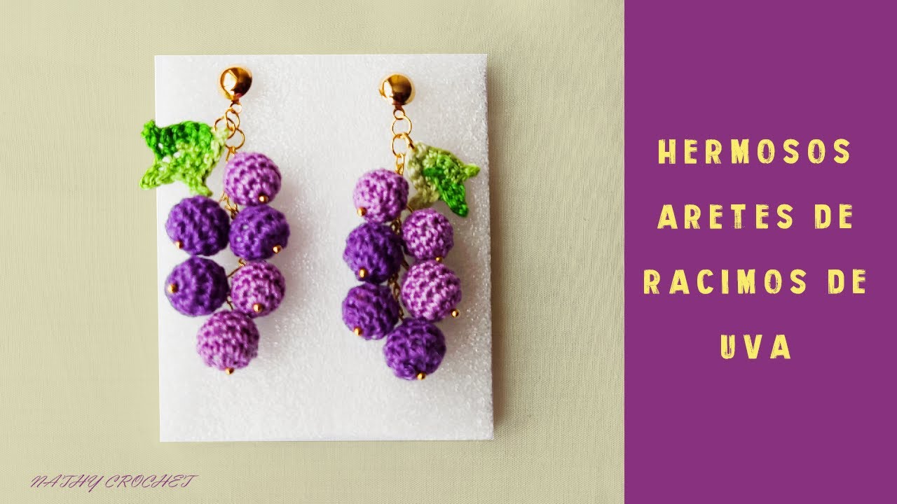 Hermosos aretes a crochet de racimos de uvas