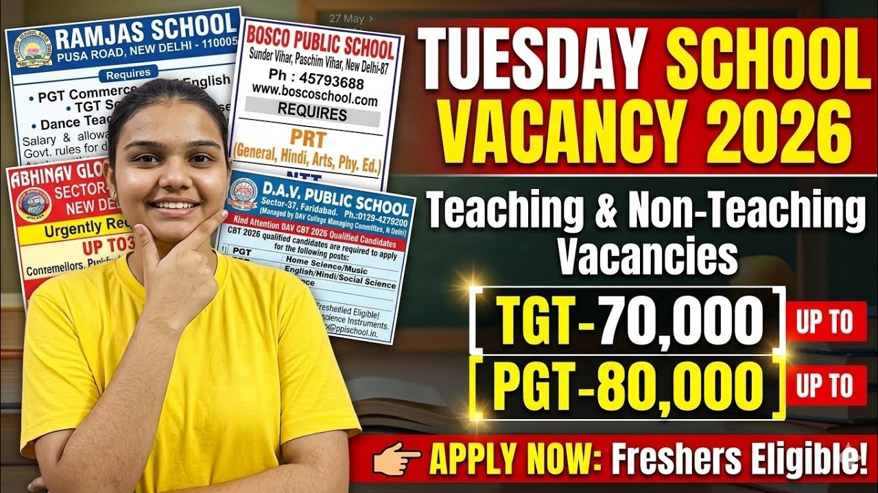 Tuesday School Vacancy 2026 ✍️| Teaching and Non-Teaching vacancies ✍️| Delhi School Vacancy 2026|📚🙏