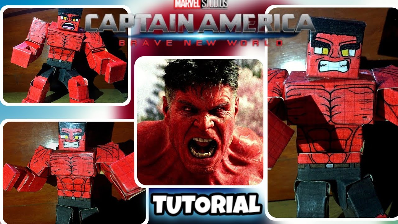 Cómo hacer a RED HULK Papercraft MINECRAFT figura Articulable de CAPITAN AMERICA UN NUEVO MUNDO