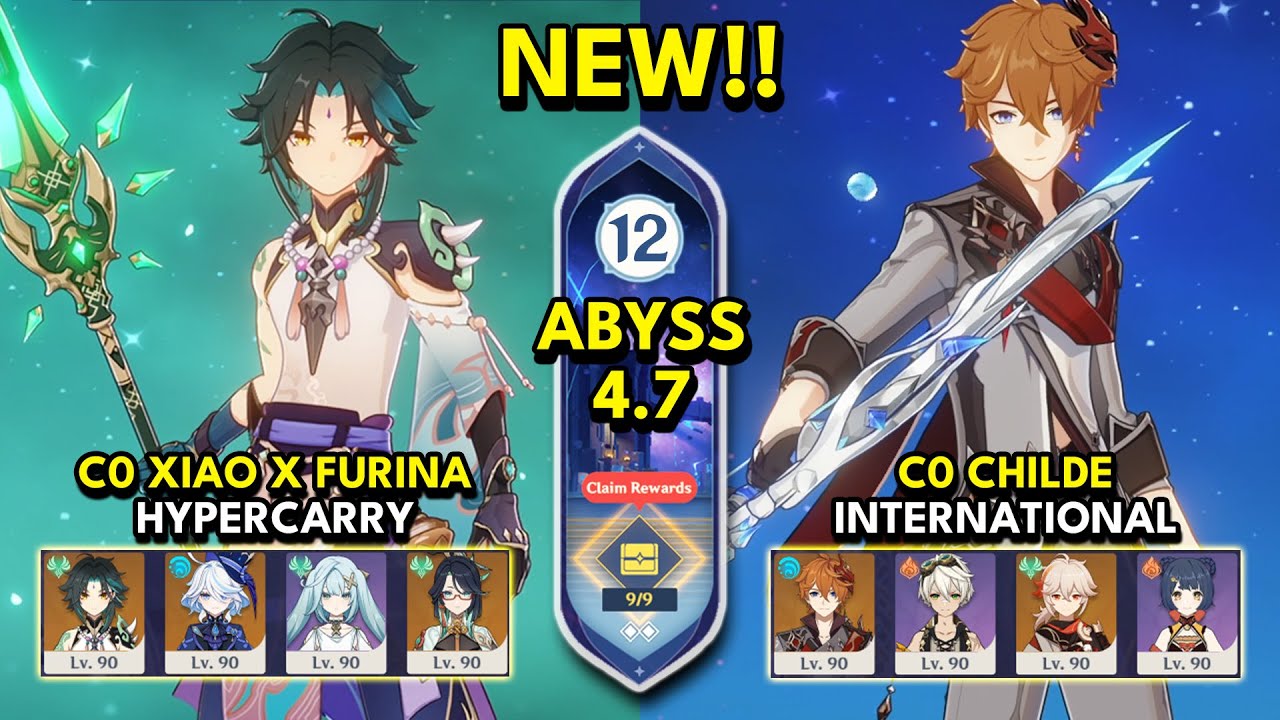 C0 Xiao x Furina Hyper & C0 Childe International | Spiral Abyss 4.7 Floor 12 9 Stars |Genshin Impact