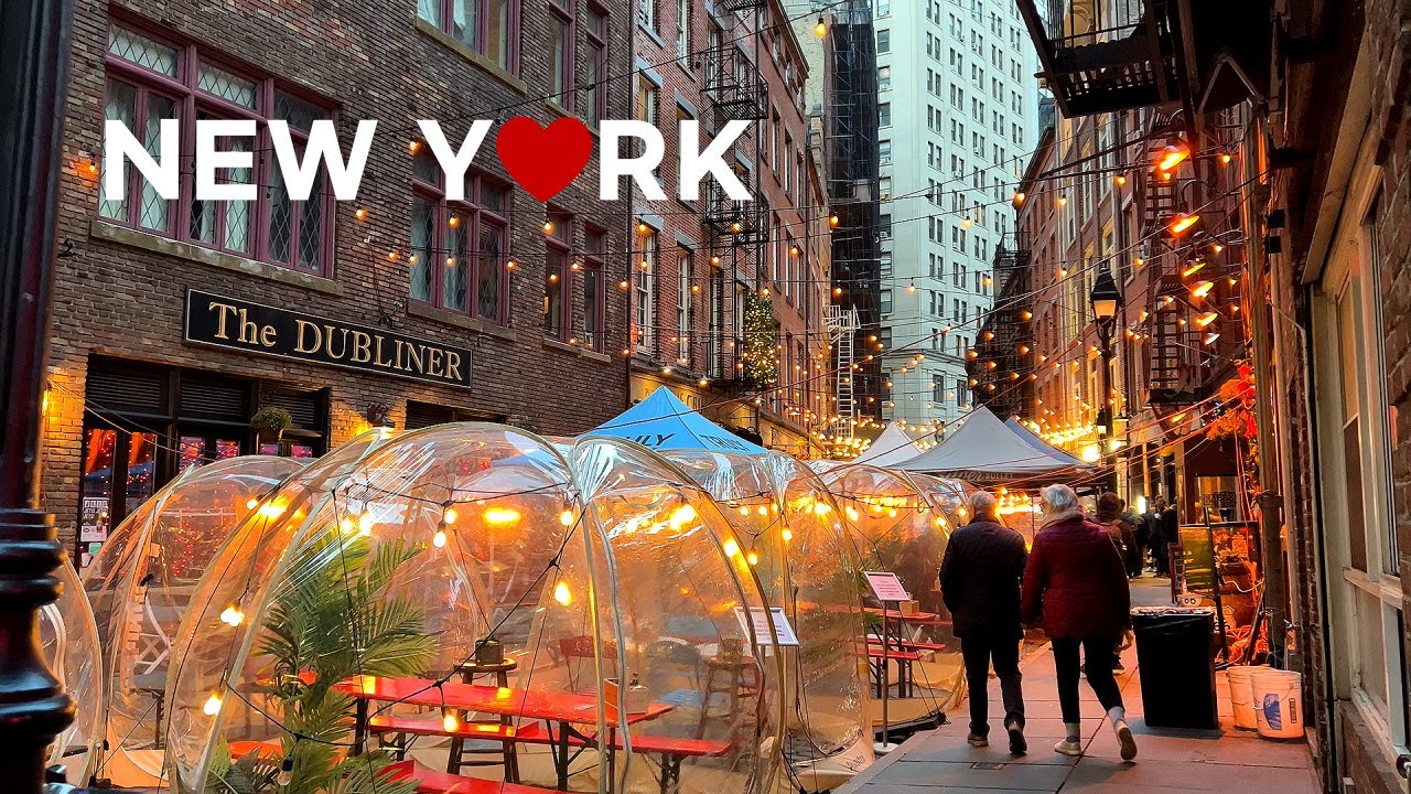 [4K] 🇺🇸NYC Christmas Walk🎄 98-е ежегодное освещение деревьев на Нью-Йоркской фондовой бирже🌟🎅2021