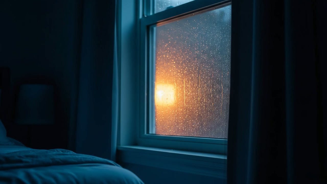 Sleeping Next to the Window on a Rainy Night 🌧️ Warm Light & Rain Sounds