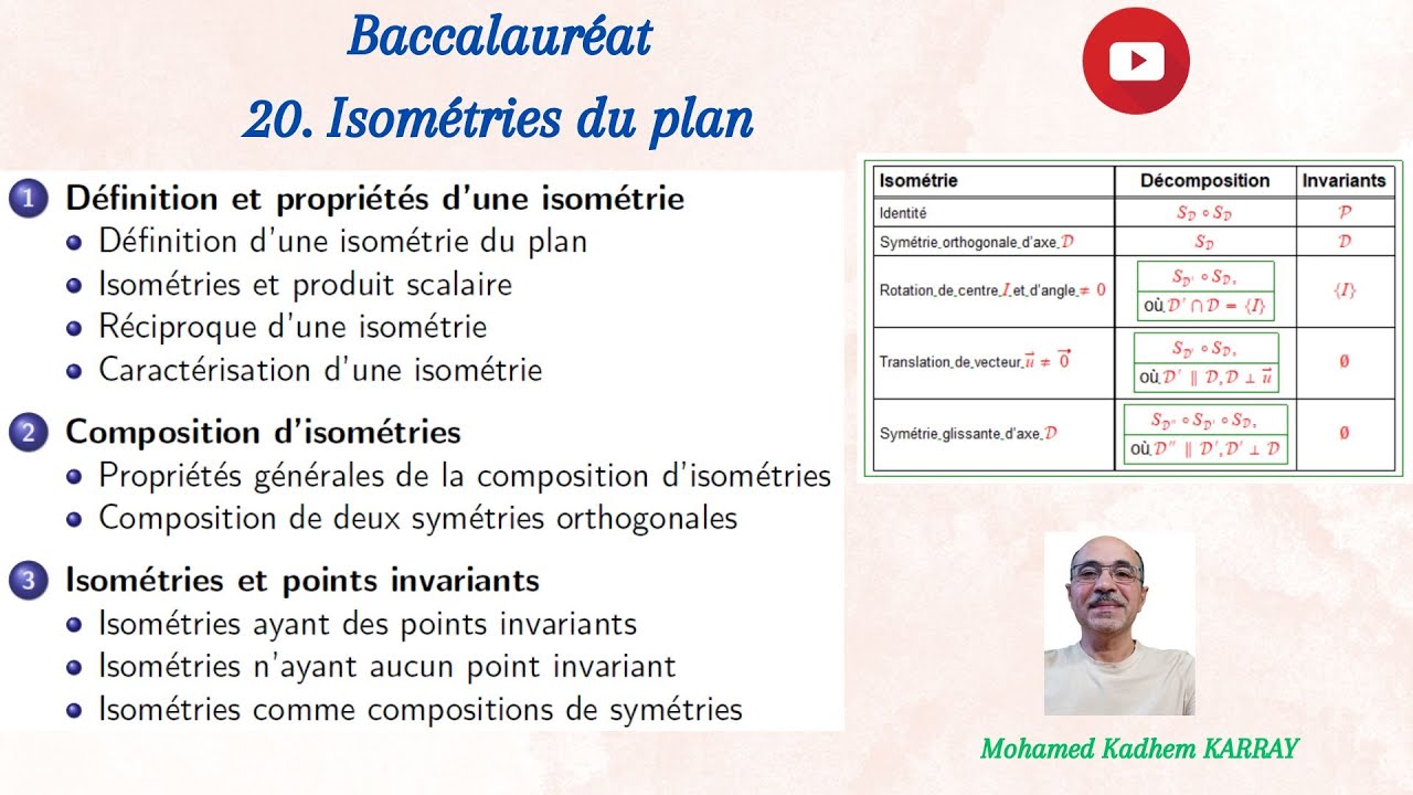 BAC #20 | Isométries du plan: Cours Maths au Baccalauréat | PDF disponible