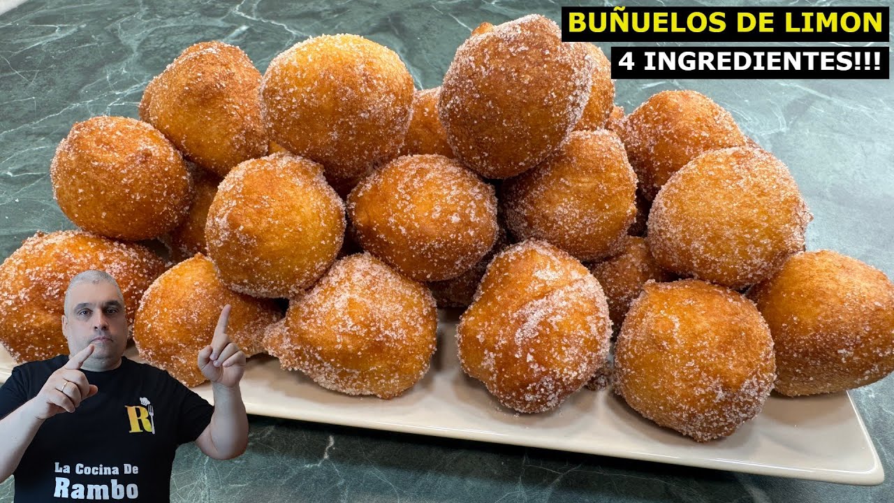 Buñuelos Caseros de Limón Fáciles Con Tan Solo 4 Ingredientes 🍋🍋