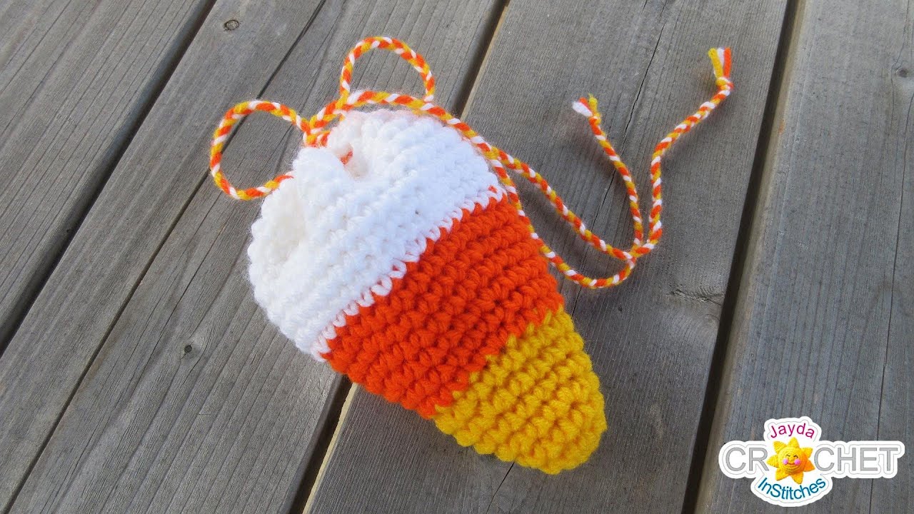 Candy Corn Drawstring Treat Bag Crochet Pattern & Tutorial
