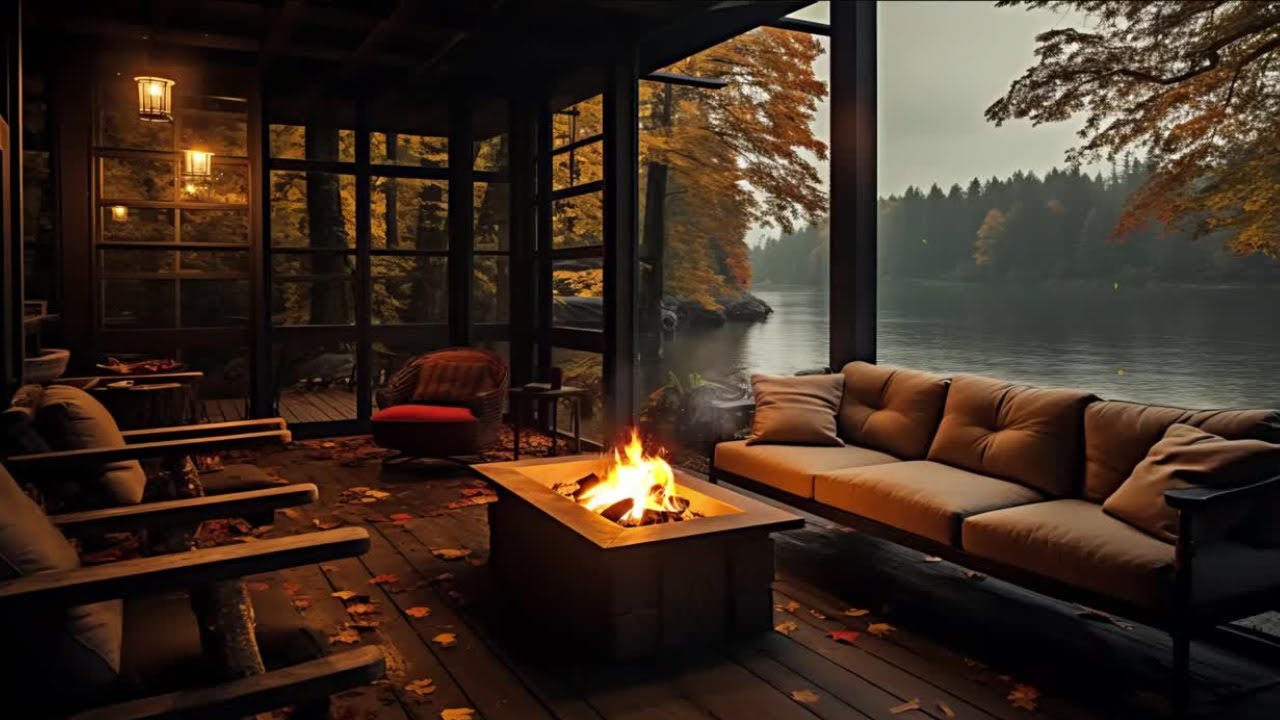 Méditation auprès d'un feu crépitant en automne