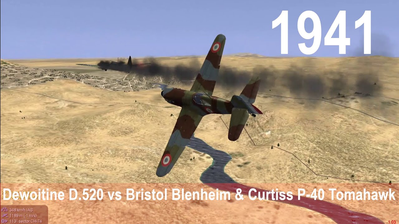 IL-2 Sturmovik | Aircombat Dewoitine D.520 vs Bristol Blenheim & Curtiss P-40 Tomahawk
