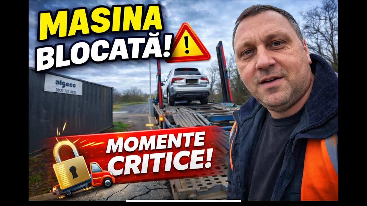 Totul a mers prost: mașină blocată pe platformă 🚗🔒, daună 💥 și nervi pe șosea 😤🛣️