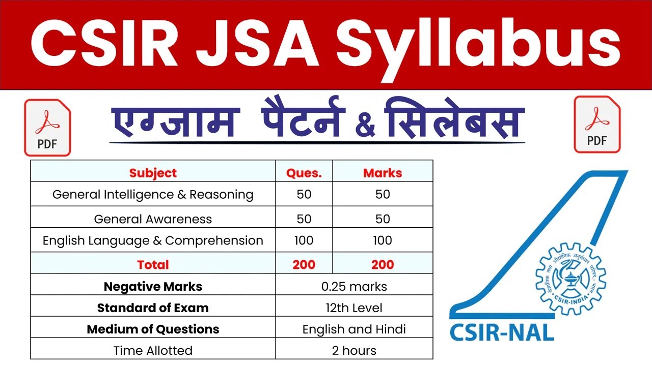CSIR JSA Syllabus 2025 | CSIR Junior Secretariat Assistant Syllabus 2025