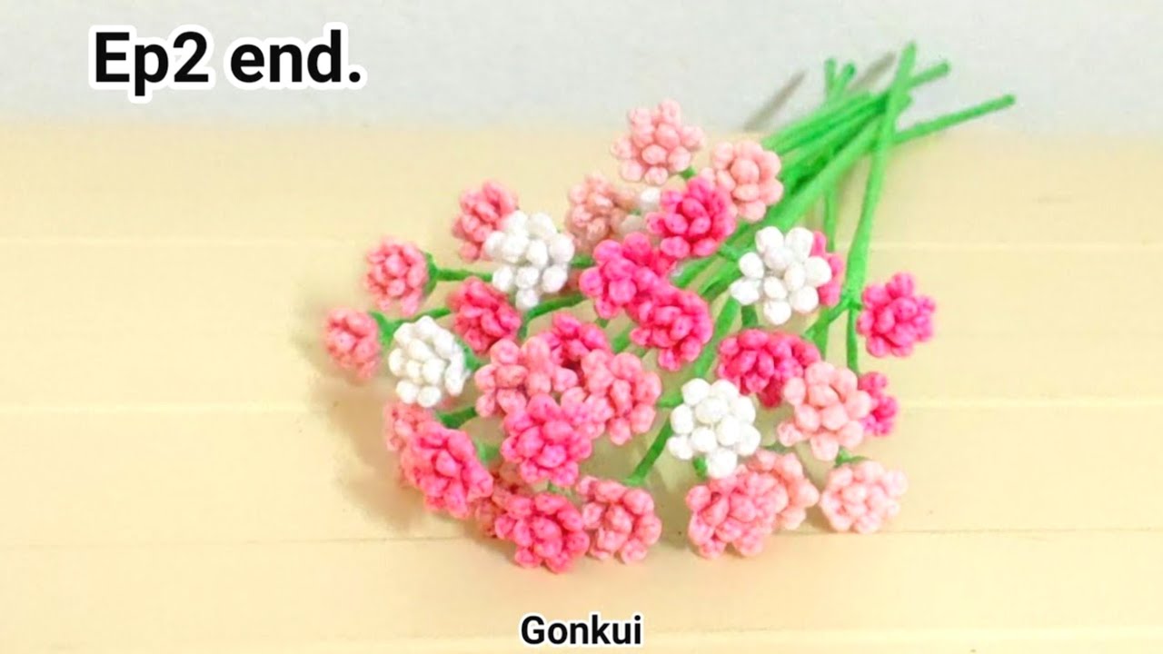 Crochet flower |Easy Crochet Gypsophila Pink Baby 's Breath Ep2 end. Assembly flower #crochetflower