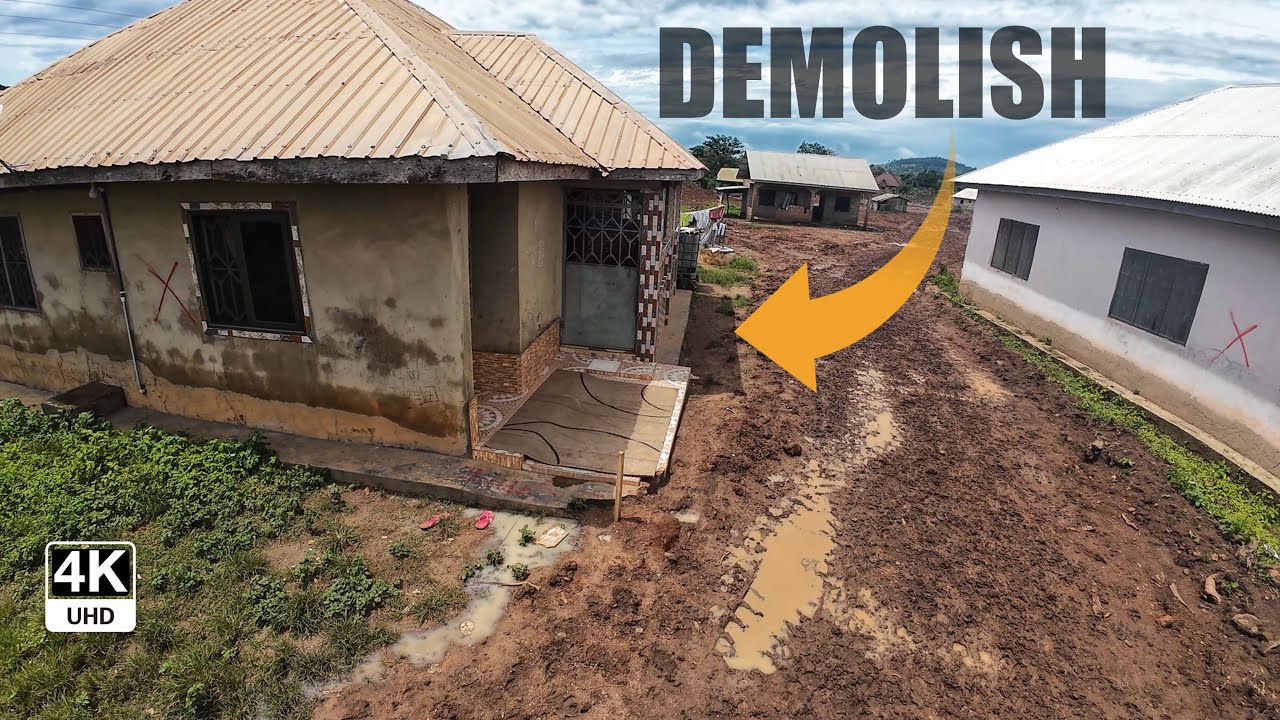 Houses Marked for Demolition on the Sunyani 34KM Outer Ring Road Project in Ghana 4K - E06