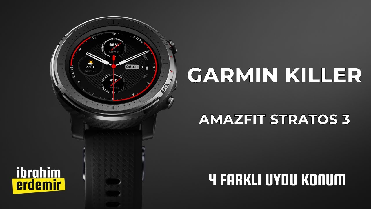 Xiaomi Amazfit Stratos 3 Bluetooth Nabız GPS Akıllı Saat -  inceleme Garmin Katili