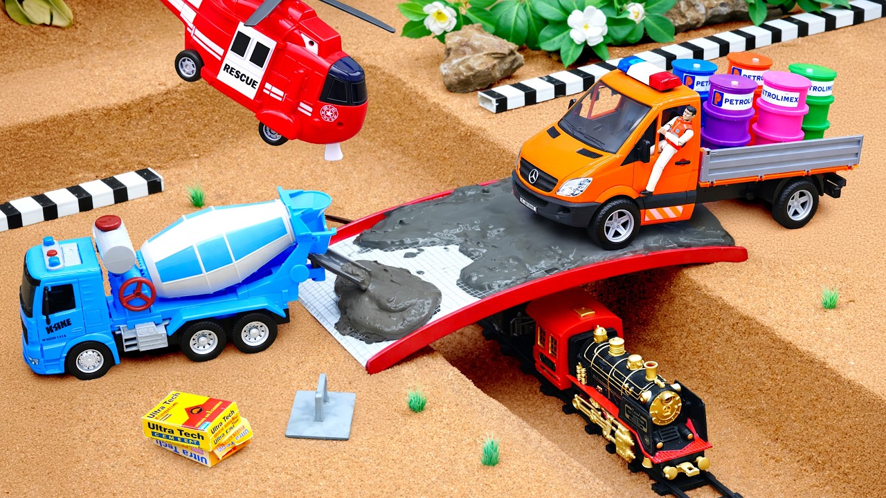 Mini Tractor Builds Concrete Bridge for Train Safety | Science Project