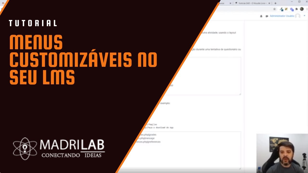 Menus customizáveis no software Moodle
