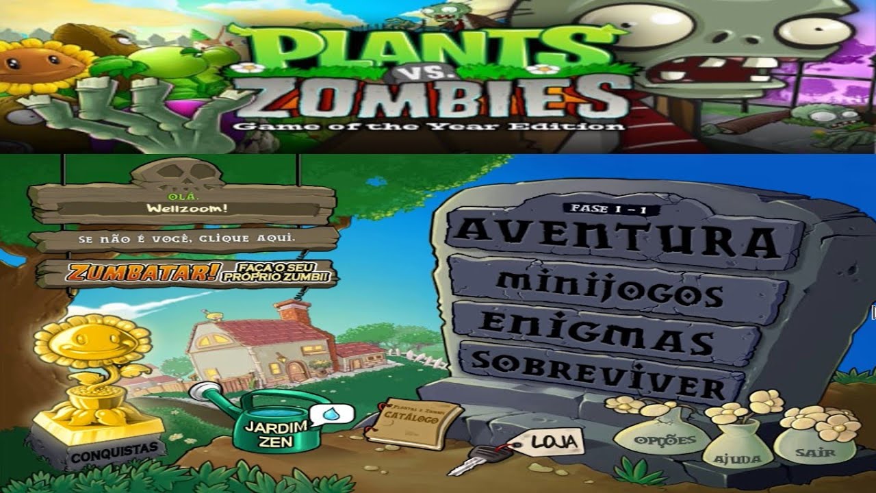 Plants vs. Zombies GOTY Edition PT-BR &ndash; Gameplay Level 1-1 to 5-9 in Adventure DX Mode (New Game+)!