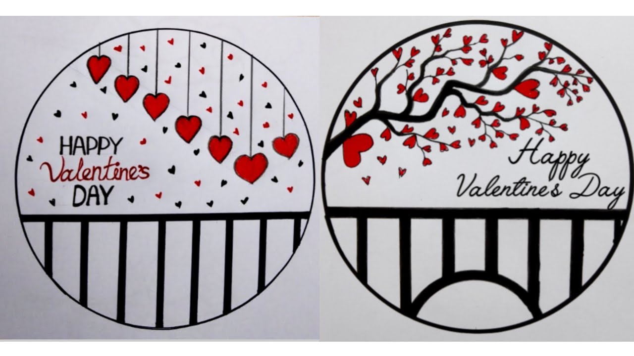 Valentine's Day Drawing | Easy Valentine's Day card Drawing | Simple Love ♥ drawing for Beginners
