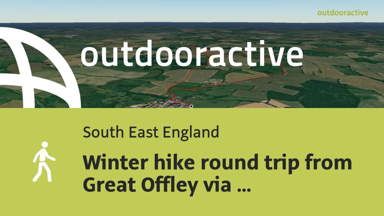 Flyover video: Winter hike round trip from Great Offley via Preston on February 18, 2026