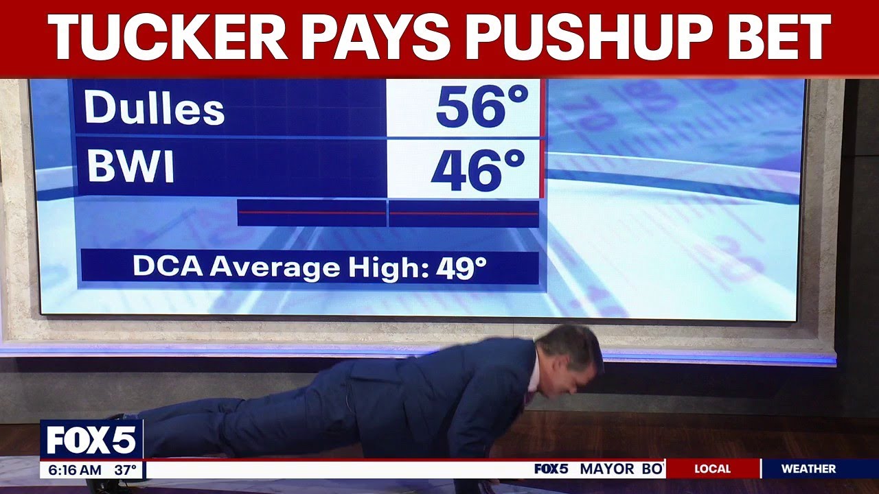 Tucker pays pushup temperatures bet