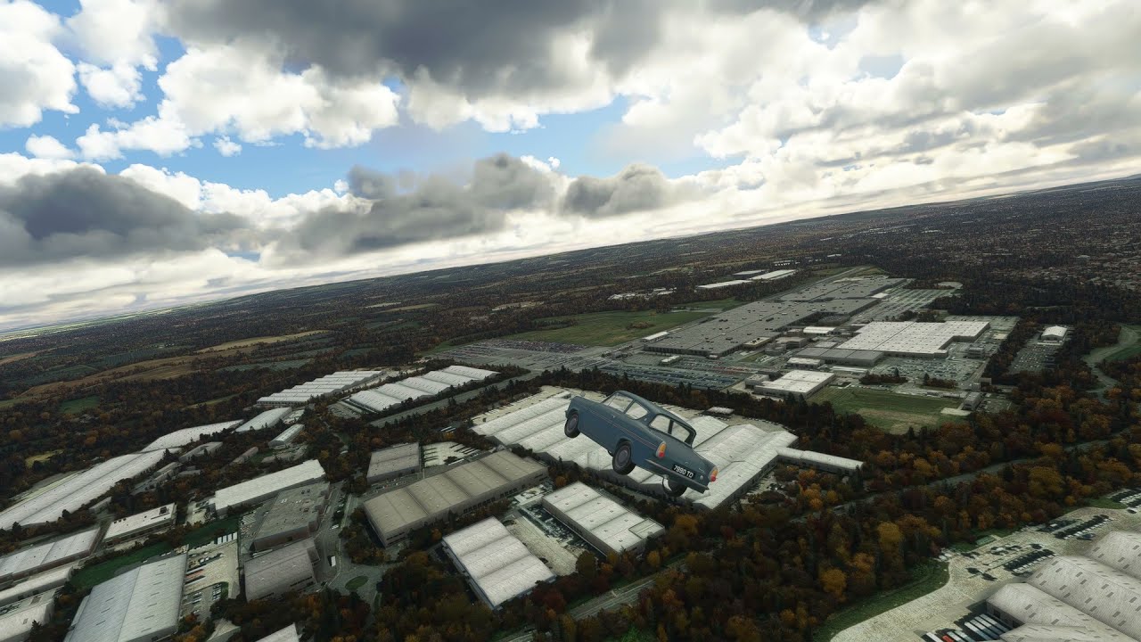 Harry Potter Ford Anglia flying in Microsoft Flight Simulator