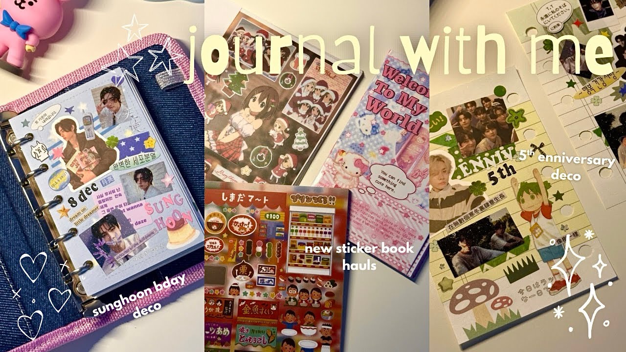 journal with me ✮♫₊˚☁️ new sticker book hauls & enhypen journal deco ✩🌐⋆｡ &deg;⋆