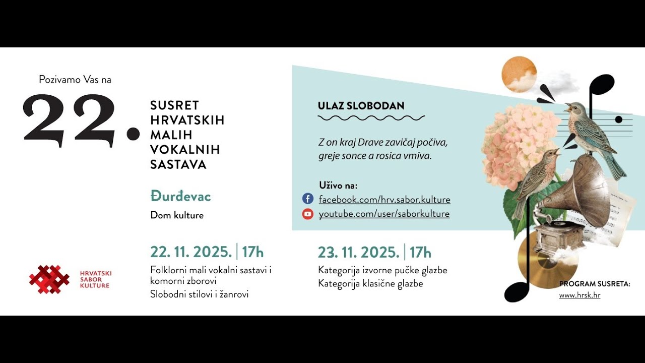 22. Susret hrvatskih malih vokalnih sastava 2025. Đurđevac - subota