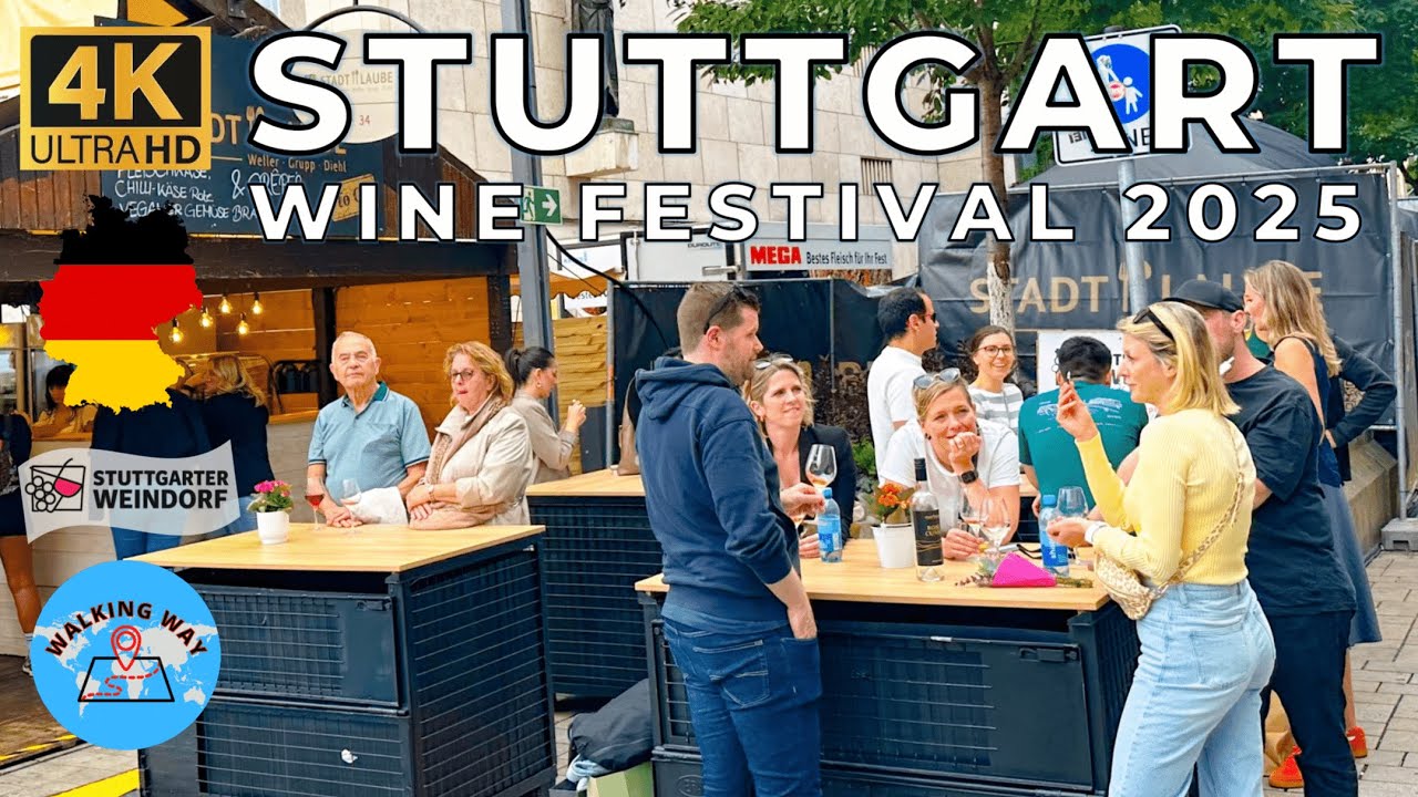 Stuttgart, Niemcy Spacer po Festiwalu Wina (Stuttgarter Weindorf 2025) 🍷 &ndash; 4K 60 kl./s