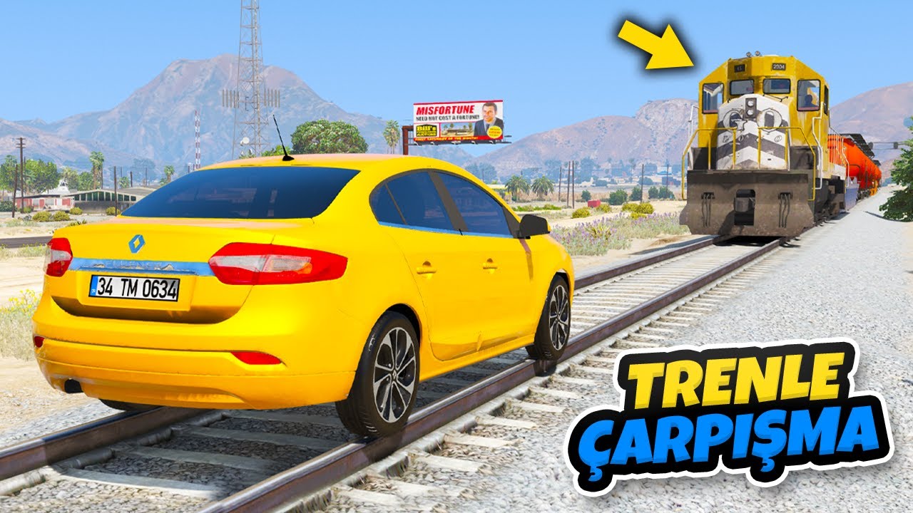 Renault vs Ford Ailesi Arabalar Trenle Çarpışıyor - GTA 5