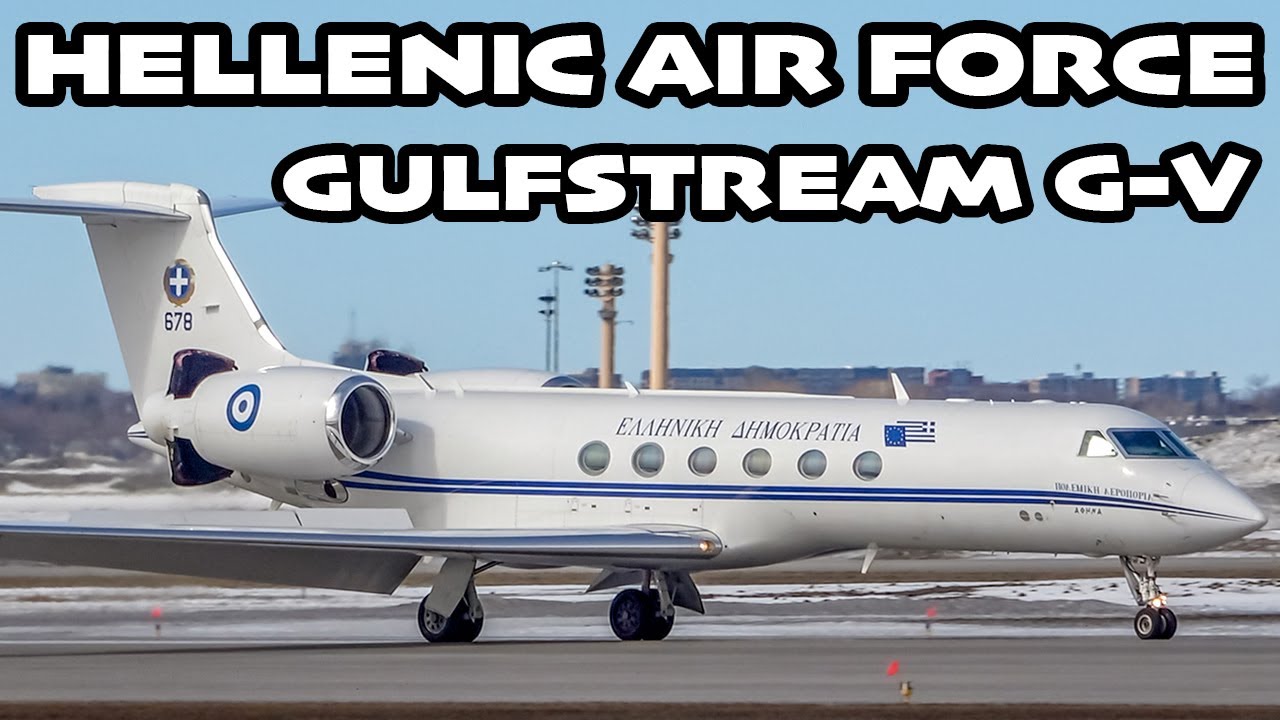 VIP ACTION! Hellenic Air Force (Greece) Gulfstream G-V landing and departing Montreal (YUL/CYUL)