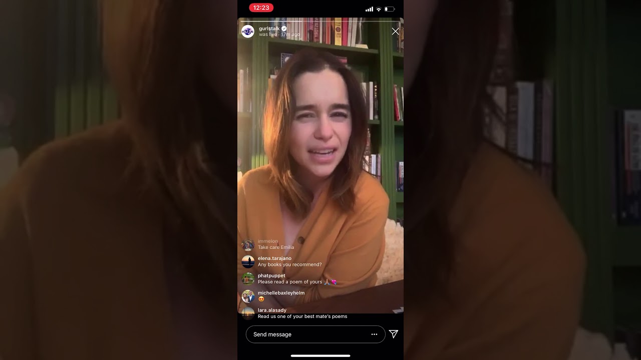 Emilia Clarke Quarantine GurlsTalk Instagram Live