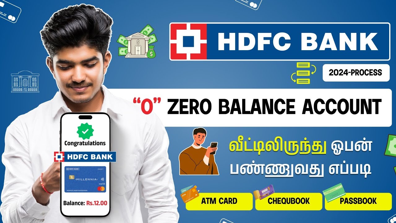 HDFC Zero Balance Account Opening Online Tamil 2025 | Free Passbook+ATM card+cheque