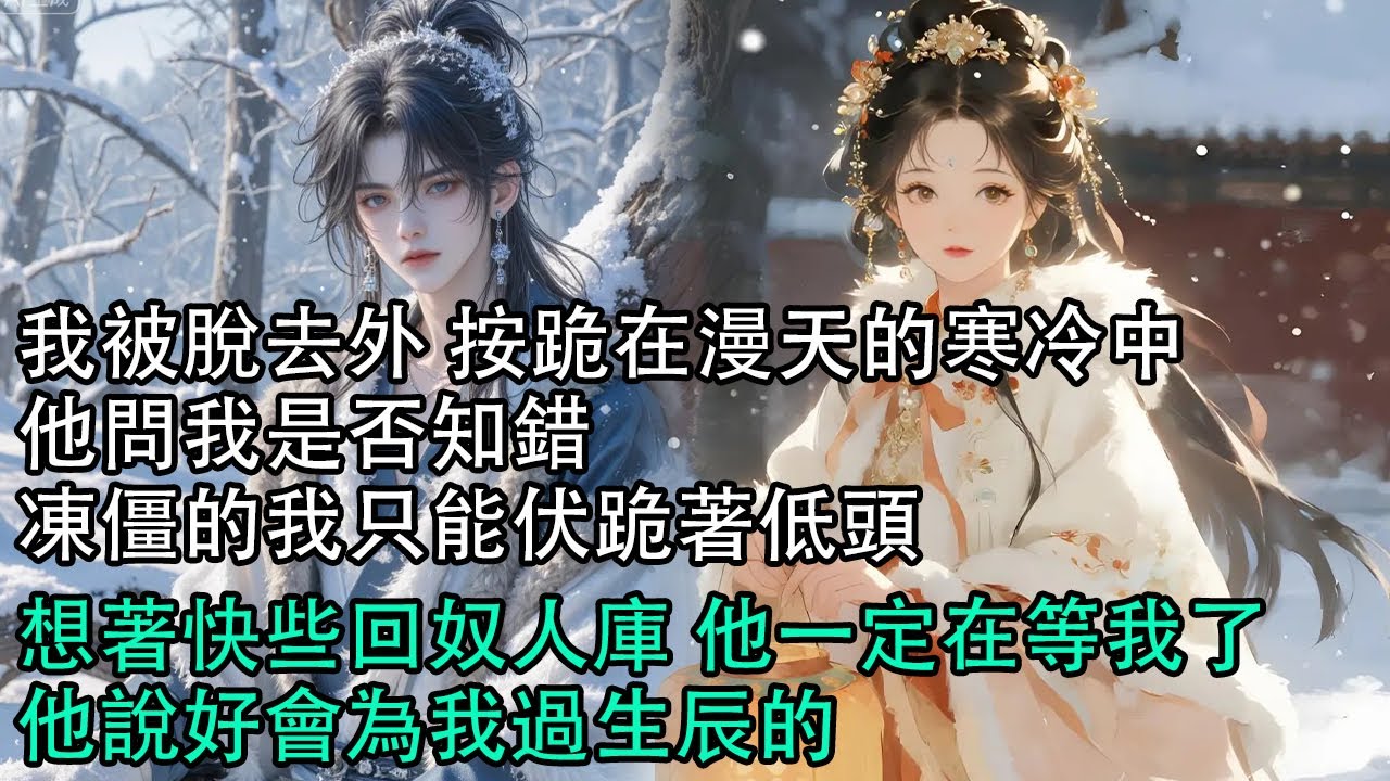 【一口氣看完】我被脫去外 按跪在漫天的寒冷中，他問我是否知錯，凍僵的我只能伏跪著低頭，想著快些回奴人庫 他一定在等我了，他說好會為我過生辰的#古言 #有聲小說 #情感故事