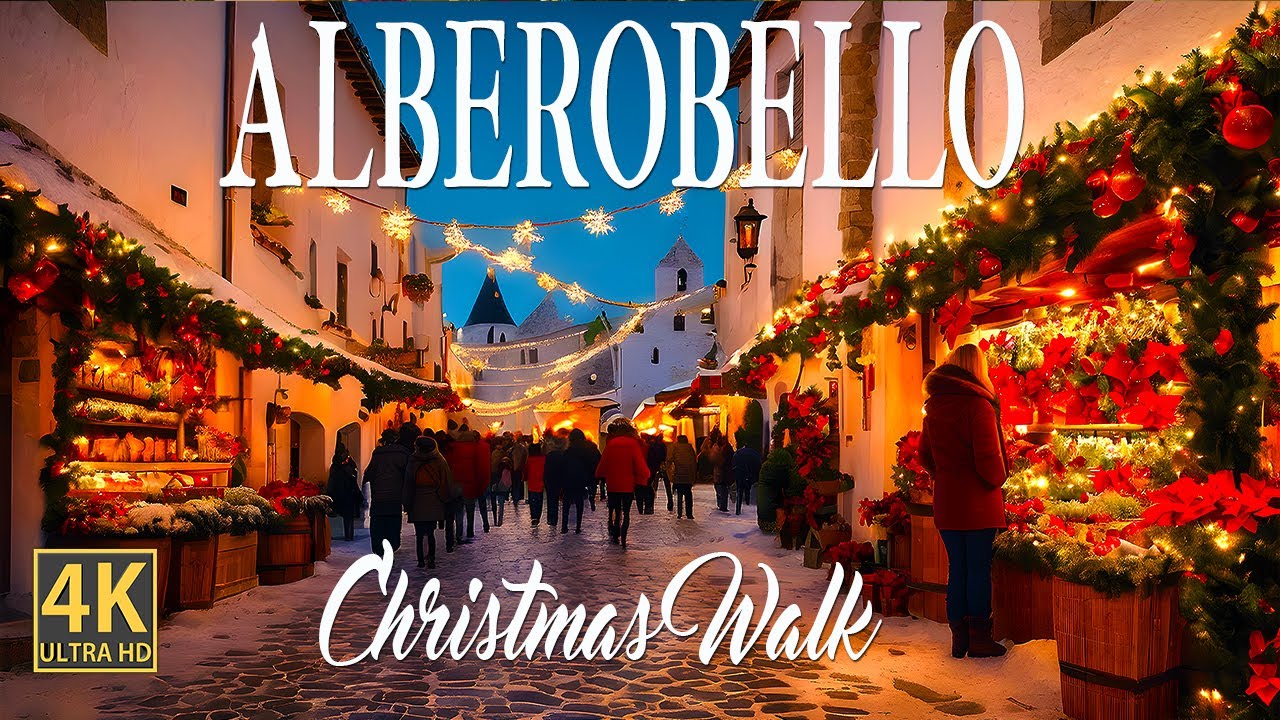 Alberobello, Italy-Christmas Walk in 4K UHD - The Most Fascinating Town in Puglia, Italy