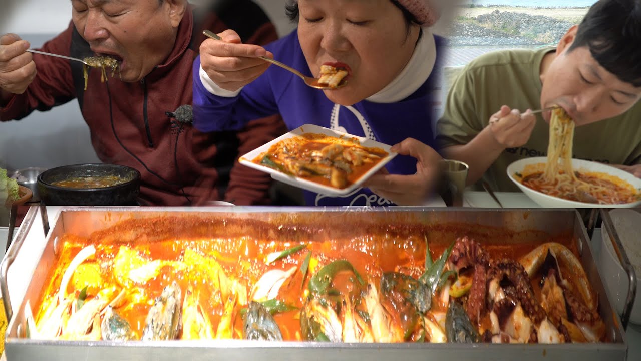 [광고] 해물 통갈치 조림과 제주향토음식 몸국과 고기국수 까지! 제주 음식투어 먹방!! (Food tour in Jeju) - Mukbang eating show
