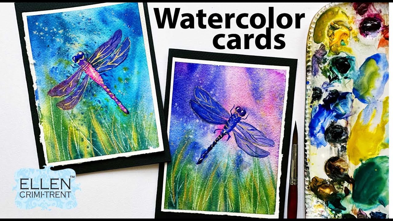 EASY Watercolor Dragonfly Cards / wet on wet techniques