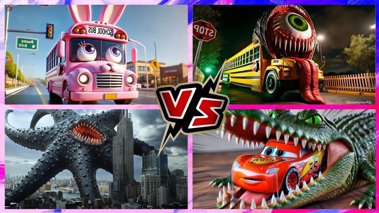 School Bus Monster 🆚️ Police Car Eater 🆚️ Ambulance Monster 🆚️ Hungry Star – Tiles Hop EDM Rush 🎶🎵🎮