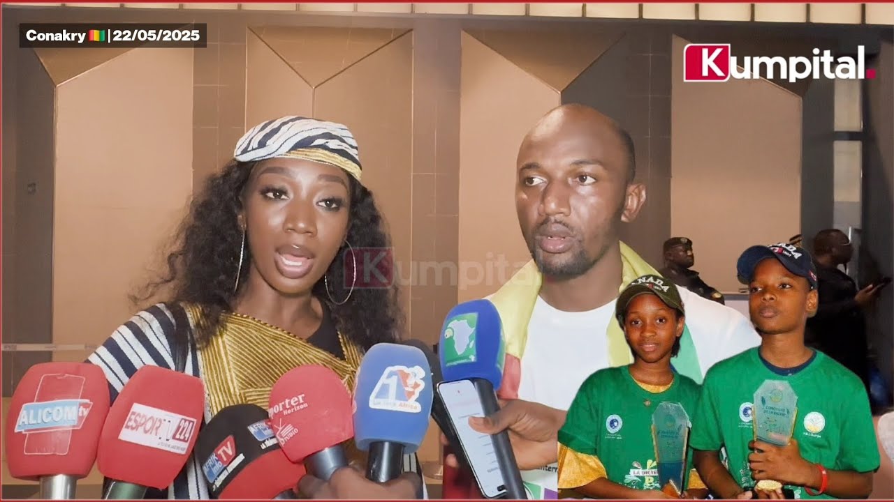 Retour des Champions du monde de Dictée PGL. Suivez L'ambiance qui prévaut à l'aéroport de Conakry