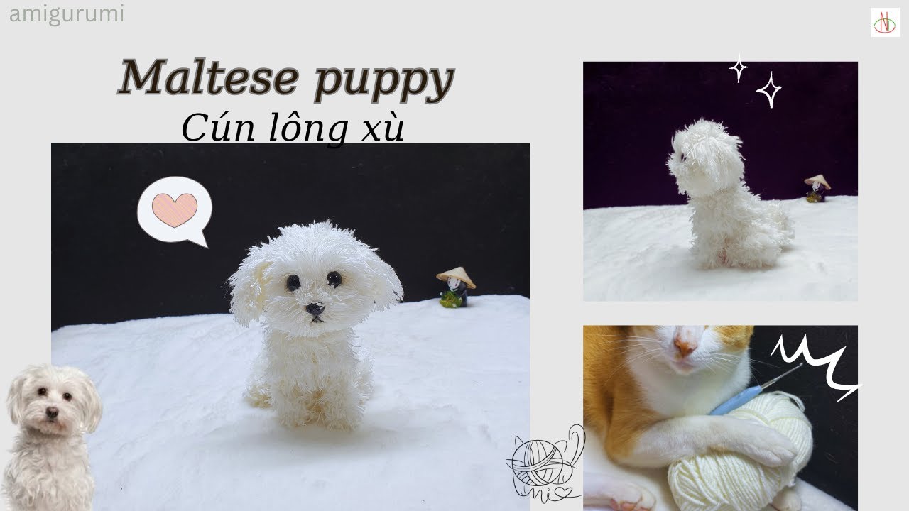 Maltese dog amigurumi crochet tutorial | realistic dog pattern | móc chú cún lông xù | nicrochet