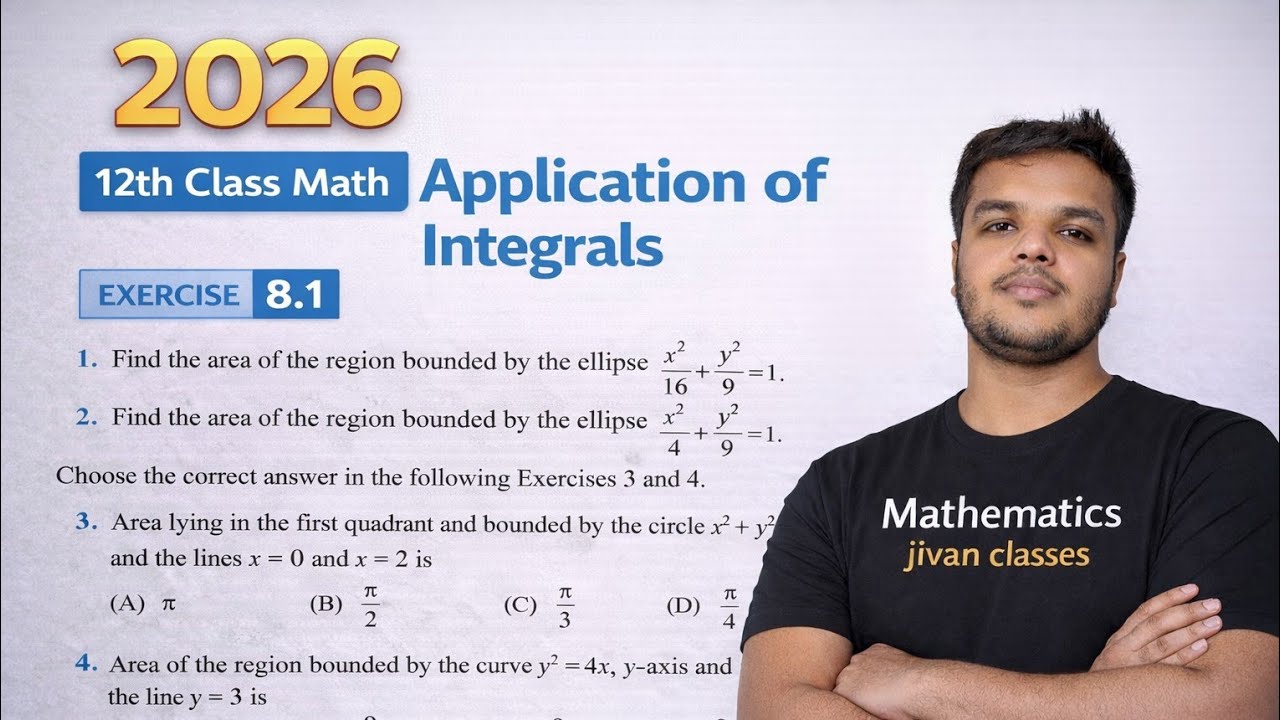 12th Class Math , Exercise 8.1 , chapter 8  Application of Integrals, complete exercise , board 2026