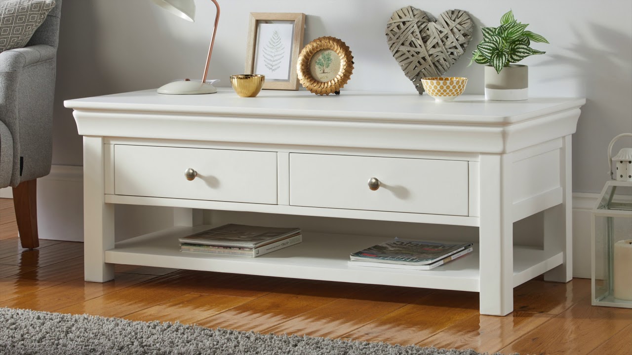 Toulouse White Painted Large 4 Drawer Coffee Table