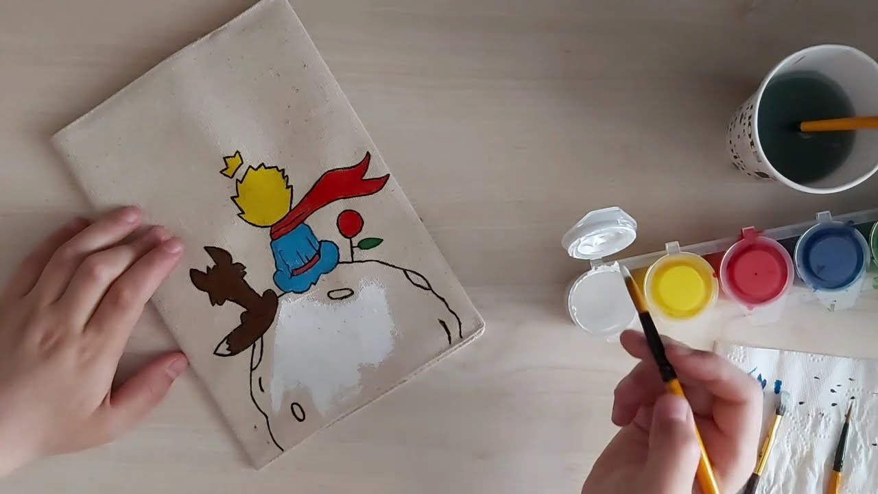 Küçük Prens Desenli Kitap Kılıfı Boyama |the little prince coloring page #küçükprens #kanvasboyama