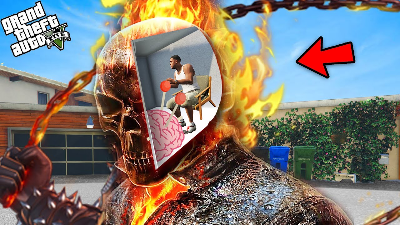 Franklin Take Challenges And Enter In Ghost Rider Head To Control His Mind ! GTA V Avengers