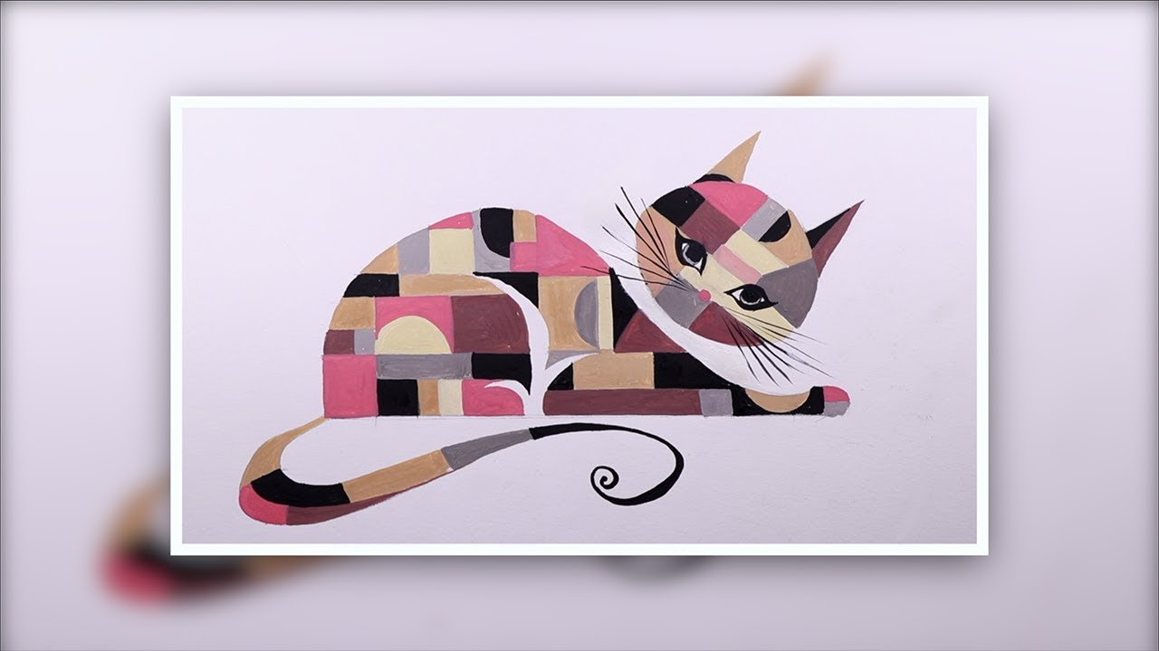 Colorful Cat Easy Acrylic Painting Tutorial For Beginners