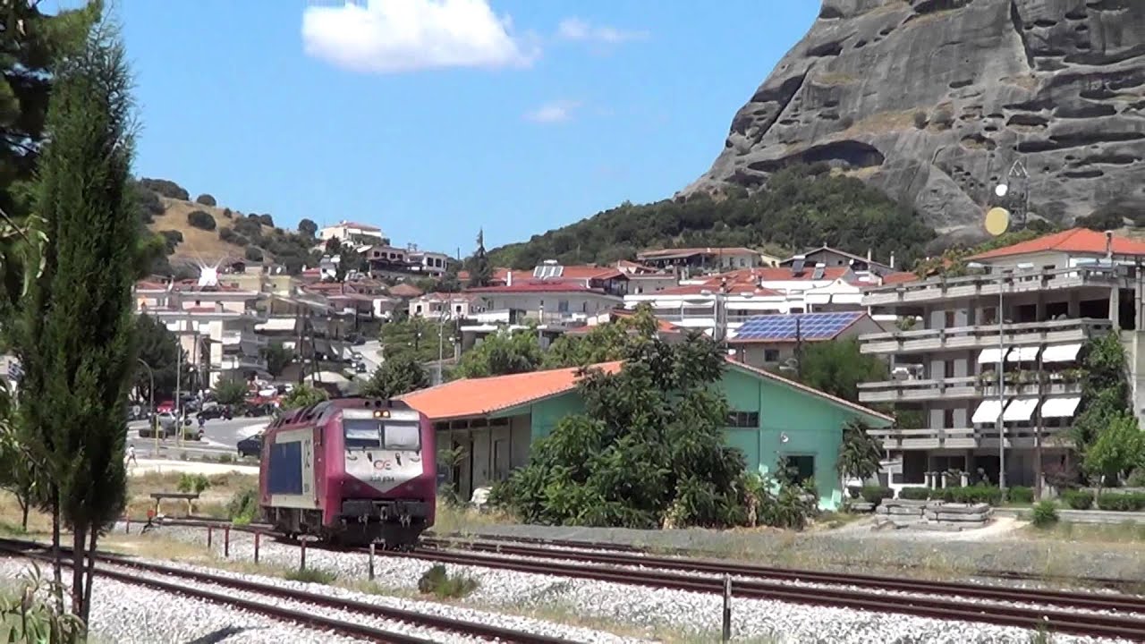 Greek railways, arriving, reversing and departing at Kalabaka station