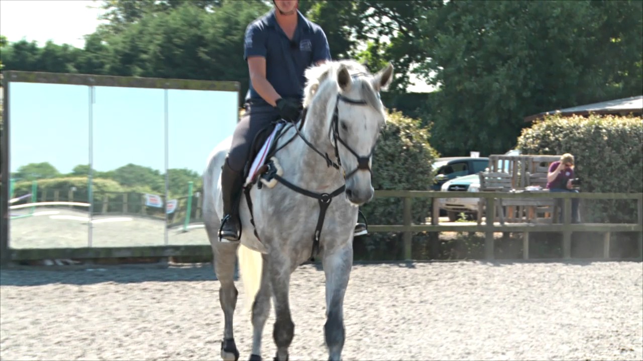 Event rider Will Furlong uses a grid exercise to stop a horse rushing