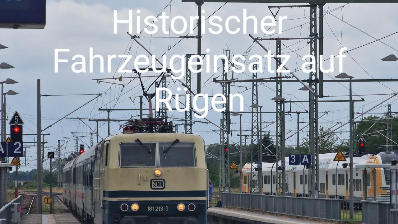 Historischer Fahrzeugeinsatz auf Rügen +BR181 mit Sonderzug aus Neumünster | Bahnhof.Velgast